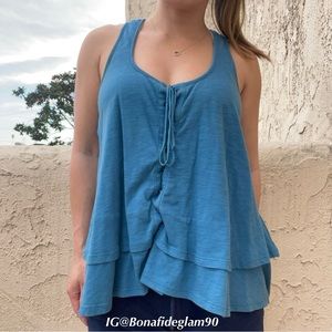 Elizabeth & James Frances layered cotton-Jersey lace-up tank top XS extra small